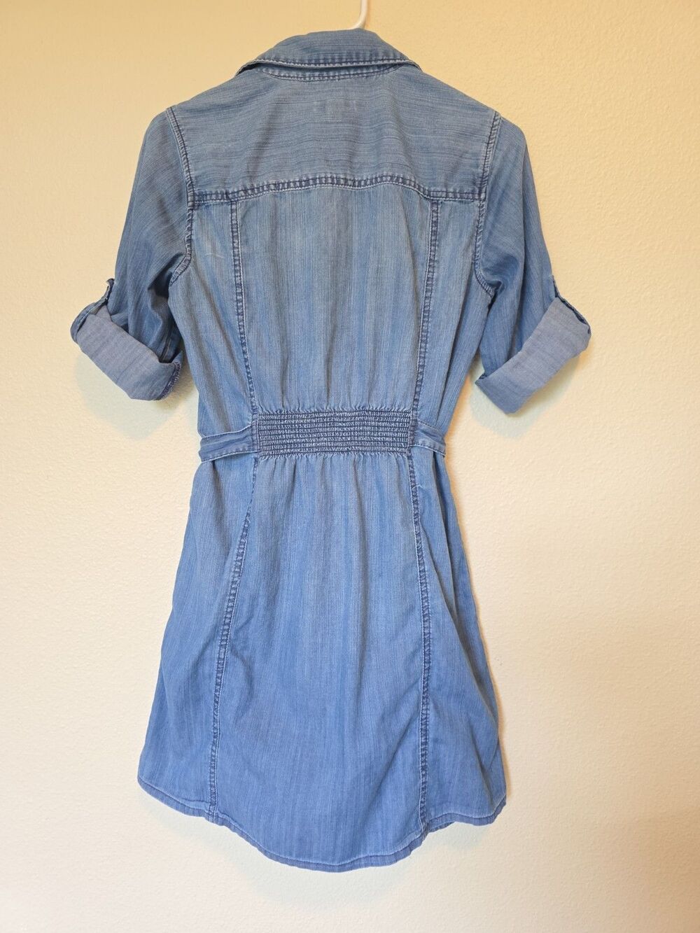 Gap Womens Denim Shirt Dress Blue Snap Front Tie Waist Long Sleeve Pocket Size S - Picture 2 of 11